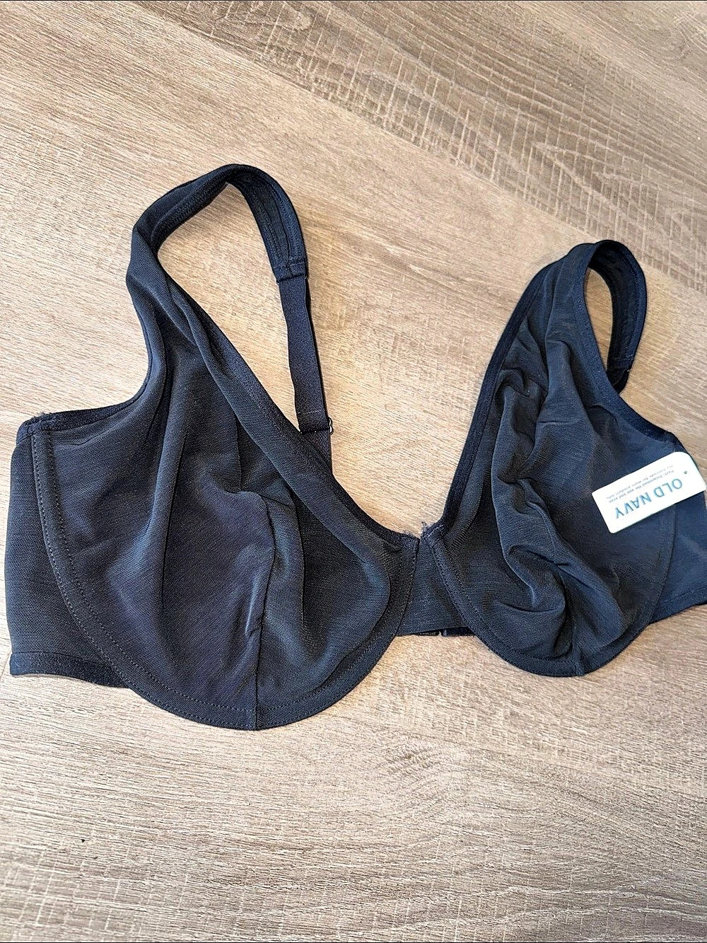 Old Navy Mesh Unlined Underwire Plunge Bra Black 40DD